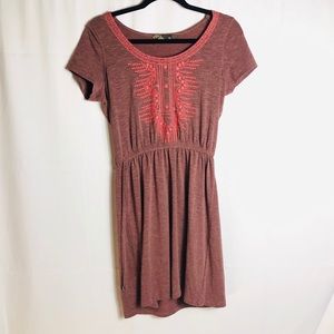 PrAna embroidered tie waist dress